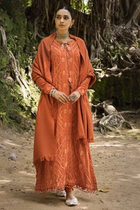 UAE -3PC Embroidered Cotail Unstitched Suit with Pashmina Shawl AP-32079