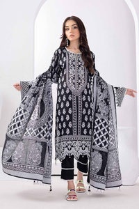 UAE -3PC Unstitched Embroidered Lawn Suit with Jacquard Dupatta MJ-32061