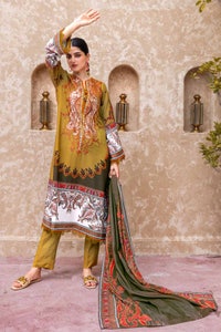 UAE -3PC Embroidered Digital Printed Karandi Unstitched Suit AY-32020