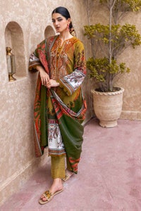 UAE -3PC Embroidered Digital Printed Karandi Unstitched Suit AY-32020