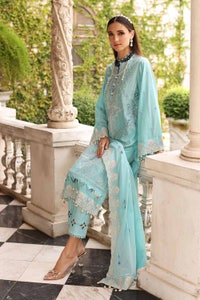 UAE -3PC Embroidered Lawn Unstitched Suit With Embroidered Denting Lawn Dupatta DN-32006