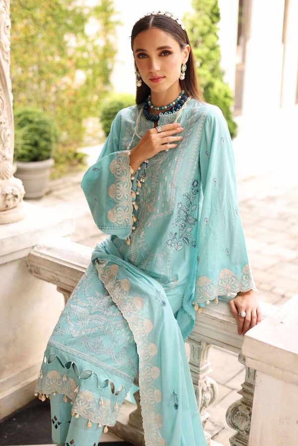 UAE -3PC Embroidered Lawn Unstitched Suit With Embroidered Denting Lawn Dupatta DN-32006