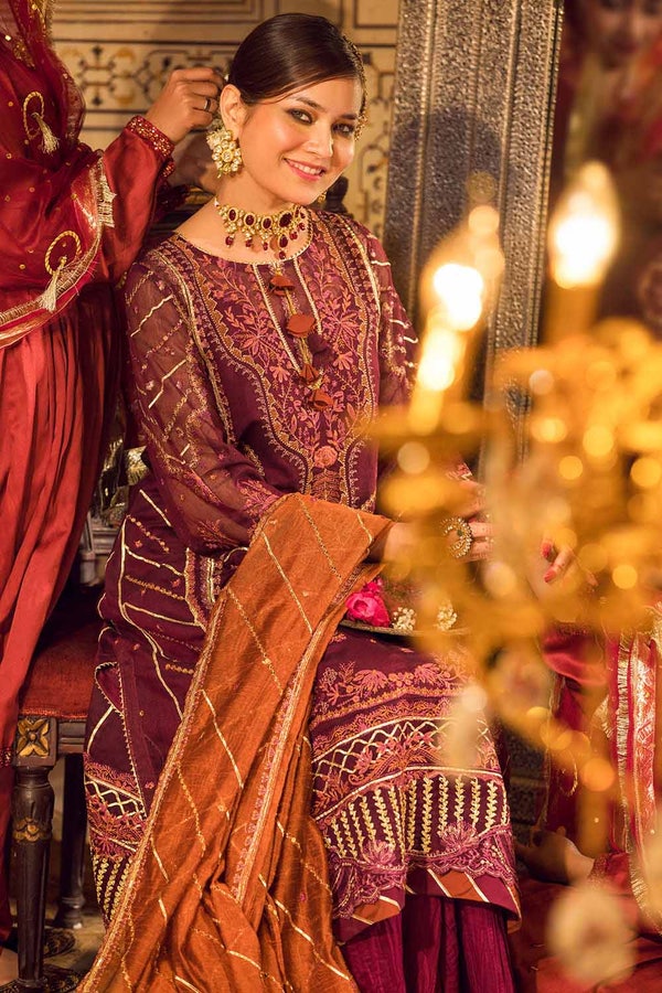 UAE -3PC Embroidered Khaddi Net Unstitched Suit with Gota and Sequins Embroidered Dupatta FE-32080