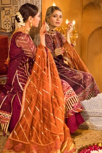 UAE -3PC Embroidered Khaddi Net Unstitched Suit with Gota and Sequins Embroidered Dupatta FE-32080