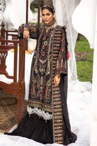 UAE -3PC Embroidered Jacquard Printed Unstitched Suit with Embroidered Stripe Dupatta FE-32025