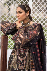 UAE -3PC Embroidered Jacquard Printed Unstitched Suit with Embroidered Stripe Dupatta FE-32025