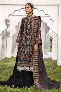 UAE -3PC Embroidered Jacquard Printed Unstitched Suit with Embroidered Stripe Dupatta FE-32025