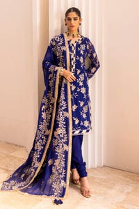 UAE -3PC Embroidered Chiffon Unstitched Suit with Embroidered Chiffon Dupatta FE-42002