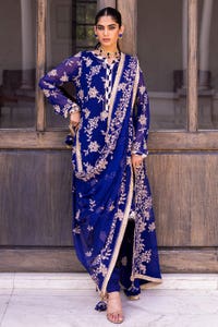 UAE -3PC Embroidered Chiffon Unstitched Suit with Embroidered Chiffon Dupatta FE-42002