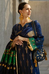 UAE -3PC Jacquard Printed Unstitched Suit with Lace FE-42008