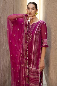 UAE -3PC Embroidered Cotton Net Unstitched Suit with Embroidered Organza Dupatta FE-42019