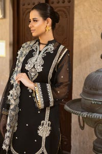 UAE -3PC Zari and Sequins Embroidered Cotton Net Unstitched Suit with Zari and Sequins Embroidered Organza Dupatta FE-42020