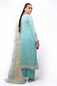 UAE -3PC Unstitched Lawn Embosse and Gold Printed Suit with Embosse and Gold Printed Organza Dupatta FE-42022
