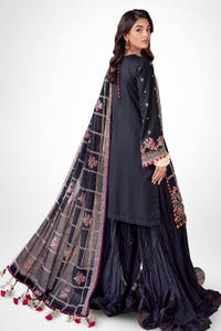 UAE -3PC Zari Embroidered Lawn Unstitched Suit with Embroidered Chiffon Dupatta FE-42031