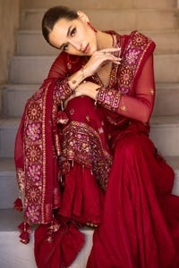 UAE -3PC Embroidered Chiffon Unstitched Suit with Embroidered Chiffon Dupatta FE-42034