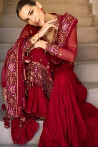 UAE -3PC Embroidered Chiffon Unstitched Suit with Embroidered Chiffon Dupatta FE-42034