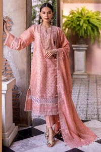 UAE -3PC Embroidered Zari Jacquard Unstitched Suit with Embroidered Zari Paper Cotton Dupatta FE-42040