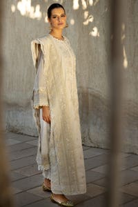 UAE -3PC Embroidered Mehsuri Unstitched Suit with Embroidered Mehsuri Dupatta FE-42046