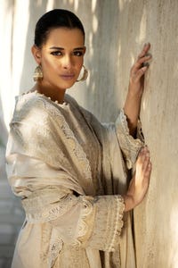 UAE -3PC Embroidered Mehsuri Unstitched Suit with Embroidered Mehsuri Dupatta FE-42046
