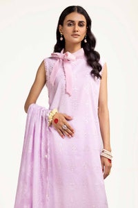 UAE -3PC Unstitched Embroidered Lawn Suit with Burnout Tissue Silk Dupatta FE-42057