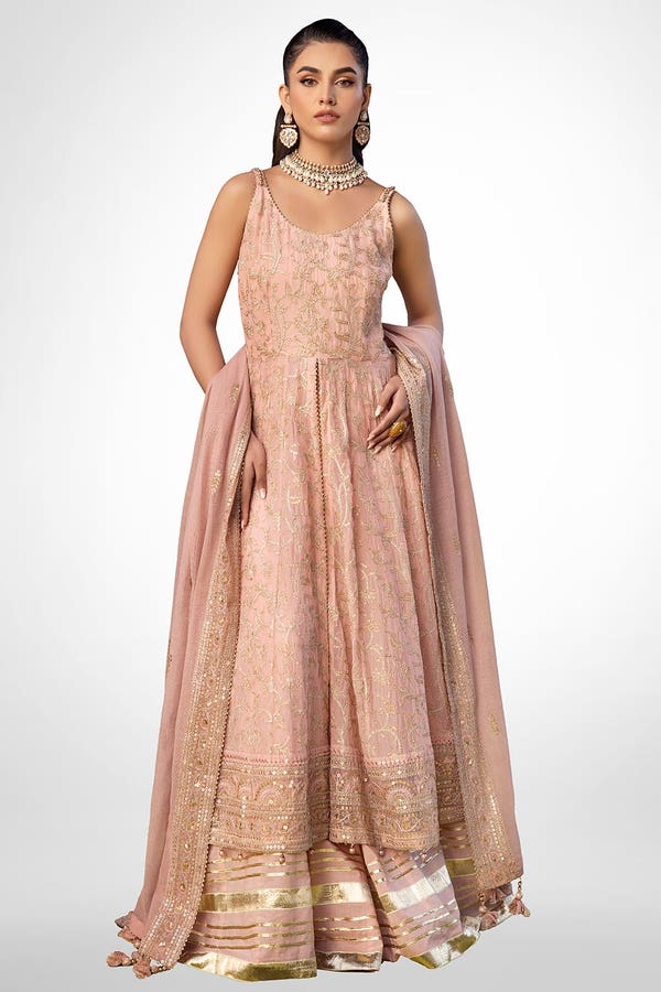 UAE -3PC Embroidered Chiffon Unstitched Suit with Embroidered Cotton Net Dupatta FE-42081