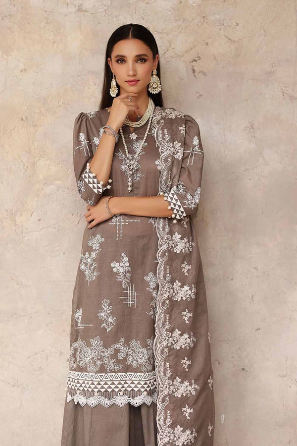 UAE -3PC Lawn Unstitched Lacquer Printed Suit With Embroidered Denting Lawn Dupatta DN-32016