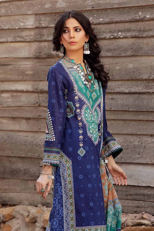 UAE -3PC Embroidered Lawn Unstitched Printed Suit With Denting Lawn Dupatta DN-32074 B