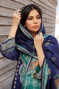 UAE -3PC Embroidered Lawn Unstitched Printed Suit With Denting Lawn Dupatta DN-32074 B
