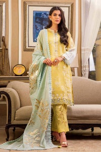 UAE -3PC Embroidered Cotton Net Unstitched Suit With Foil Printed Paper Cotton Dupatta CN-32003