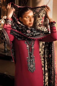 UAE -3PC Embroidered Lawn Unstitched Suit With Embroidered Chiffon Dupatta PM-32005