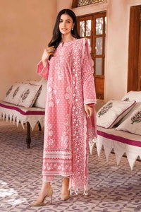 UAE -3PC Embroidered Lawn Unstitched Lacquer Printed Suit With Embroidered Denting Lawn Dupatta DN-32005