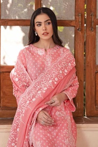 UAE -3PC Embroidered Lawn Unstitched Lacquer Printed Suit With Embroidered Denting Lawn Dupatta DN-32005