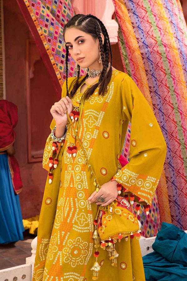 UAE -3PC Chunri Lawn Unstitched Lacquer Printed Suit CL-32101 A