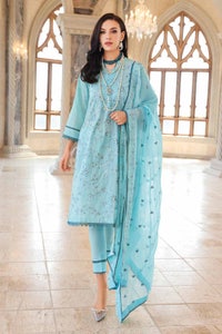 UAE -3PC Embroidered Lawn Unstitched Printed Suit With Embroidered Chiffon Dupatta PM-22079