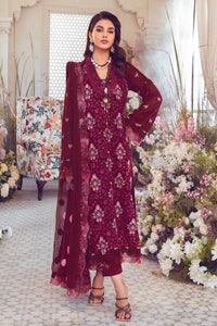 UAE -3PC Embroidered Swiss Voile Unstitched Suit With Embroidered Chiffon Dupatta LSV-32012
