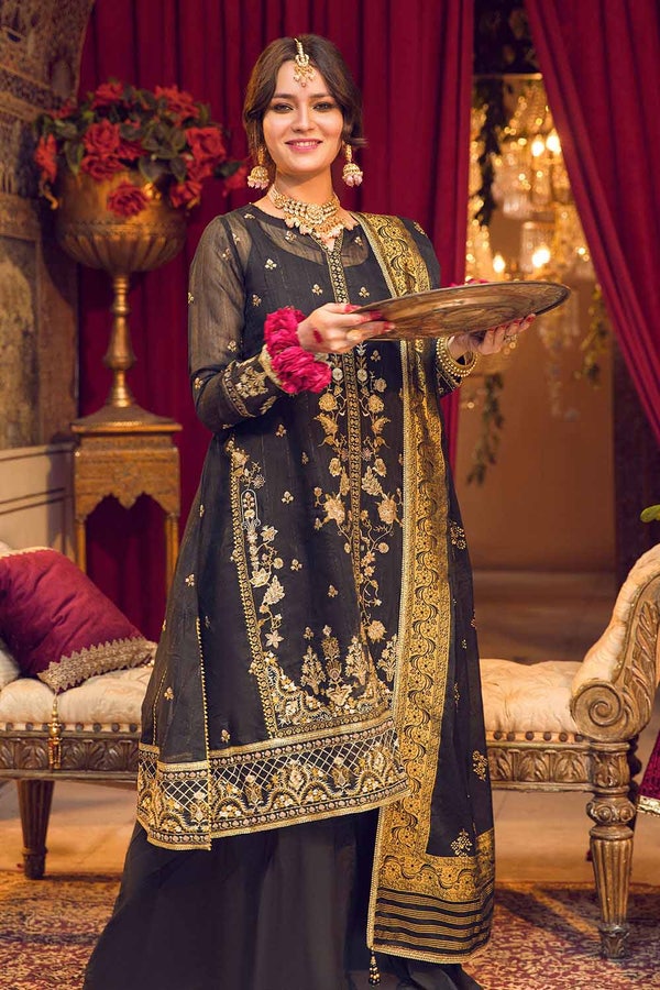 UAE -3PC Zari Paper Cotton Suit with Gold Printed Jacquard Dupatta FE-32068