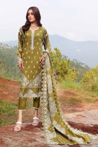 UAE -3PC Embroidered Chambray Unstitched Suit CM-32001