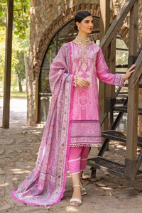 UAE -3PC Embroidered Gold Printed Cambric Unstitched Suit with Printed Burnout Dupatta BN-32005