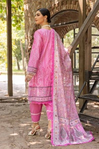 UAE -3PC Embroidered Gold Printed Cambric Unstitched Suit with Printed Burnout Dupatta BN-32005
