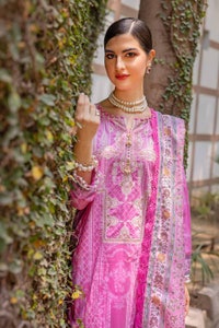 UAE -3PC Embroidered Gold Printed Cambric Unstitched Suit with Printed Burnout Dupatta BN-32005