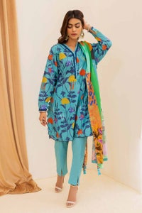UAE -3PC Printed Cambric Unstitched Suit with Lawn Dupatta CBN-32021
