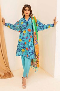 UAE -3PC Printed Cambric Unstitched Suit with Lawn Dupatta CBN-32021