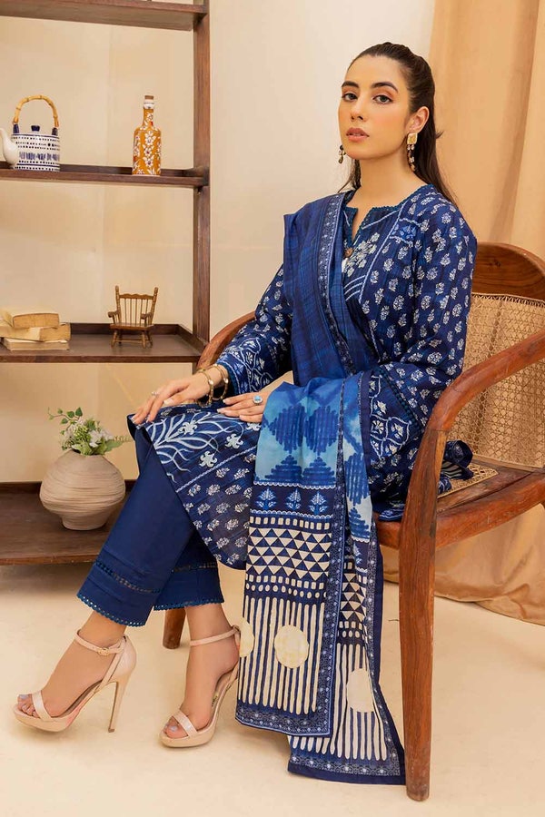 UAE -3PC Printed Cambric Unstitched Suit with Lawn Dupatta CBN-32015