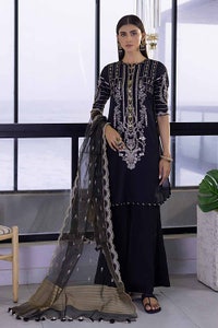 UAE -3PC Embroidered Lawn Unstitched Suit with Zari Stripe Dupatta PM-32071