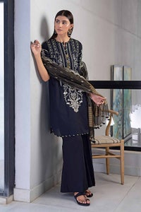 UAE -3PC Embroidered Lawn Unstitched Suit with Zari Stripe Dupatta PM-32071