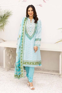 UAE -3PC Printed Lawn Unstitched Suit with Denting Lawn Dupatta DN-32105 A