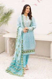 UAE -3PC Printed Lawn Unstitched Suit with Denting Lawn Dupatta DN-32105 A