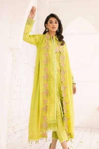 UAE -3PC Embroidered Lawn Unstitched Lacquer Printed Suit With Embroidered Denting Lawn Dupatta DN-32011