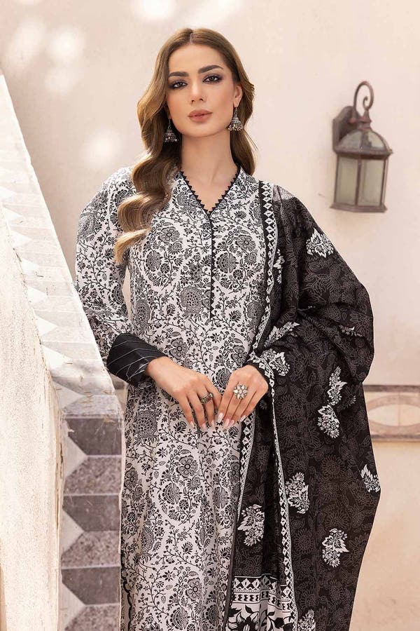 UAE -3PC Unstitched Printed Lawn Suit B-32031