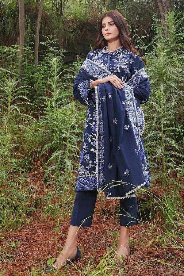 UAE -3PC Embroidered Yarn Dyed Unstitched Suit YD-32007